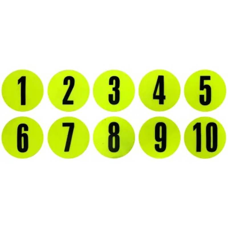 Набор плоских фишек с цифрами Meta Flat Number Marker Set of 10 салатовый, черный Уни 12,5 см 2002005004, рис. 0