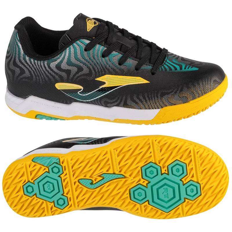Футзалки детские Joma EVOLUTION JR черно-голубо-желтые EVJW2401IN, рис. 0