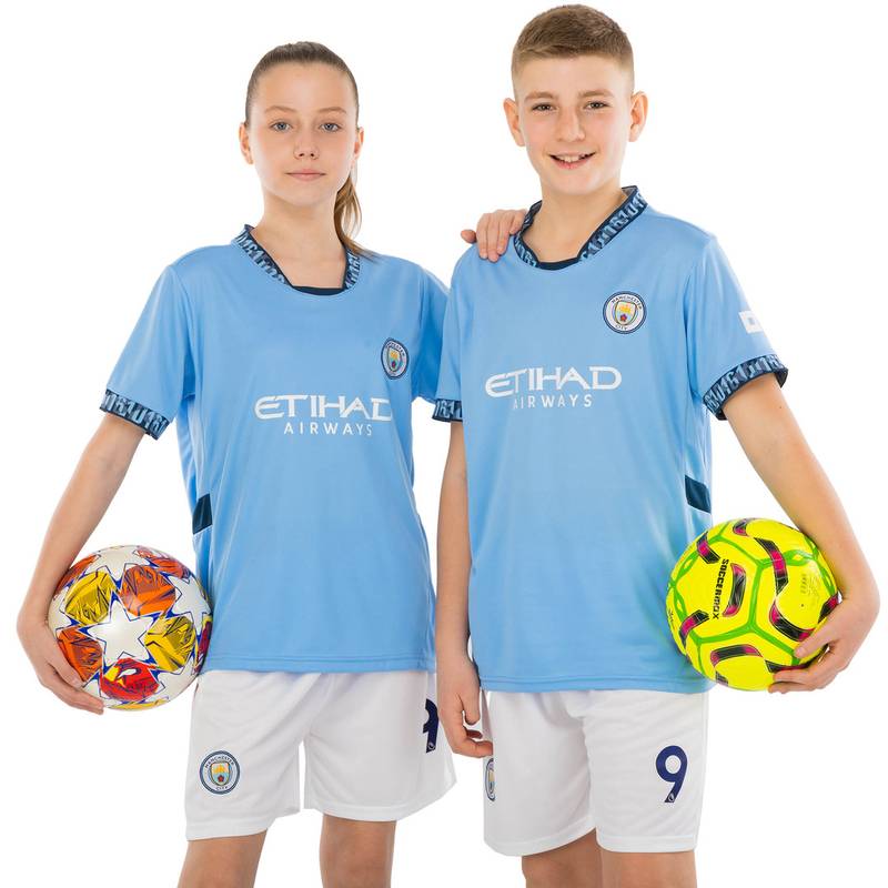 Форма футбольная детская с символикой футбольного клуба MANCHESTER CITY HAALAND 9 домашняя 2025 CO-4620, рис. 0