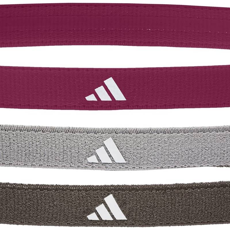 Пов'язки на голову Adidas Hairbands 3pk чорний, сірий, бордовий Уні One Size DT-ADAC-16201-NL, рис. 0