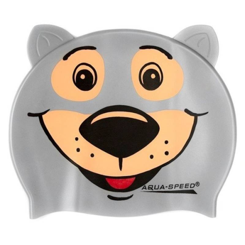 Шапка для плавання Aqua Speed ZOO BEAR 5761 сірий ведмідь Діт OSFM DT-115-bear, рис. 0