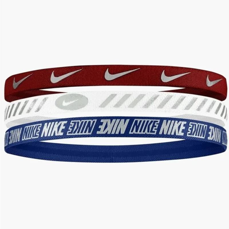 Пов'язка на голову Nike W HEADBANDS 3.0 3 PK METALLIC UNIVERSITY червоний, білий, синій Уні One Size DT-N.100.4527.662.OS, рис. 0