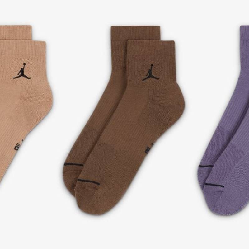 Шкарпетки Nike U J ED CUSH POLY ANKLE 3PR 144 бежевий, коричневий, фіолетовий Уні 38-42 DT-DX9655-905, рис. 1
