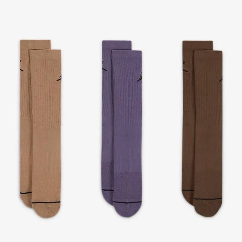 Шкарпетки Nike U J ED CUSH POLY CREW 3PR 144 коричневий, фіолетовий Уні 38-42 DT-DX9632-905, рис. 1