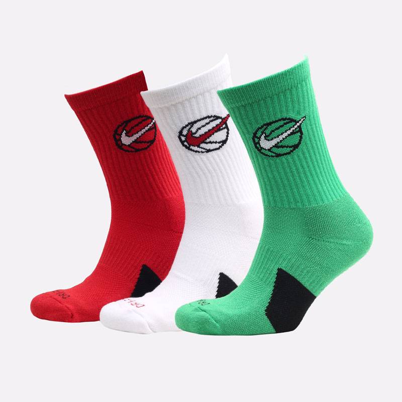 Шкарпетки Nike U NK CREW EVERYDAY BBALL 3PR білий, зелений, червоний Уні 38-42 DT-DA2123-909, рис. 0