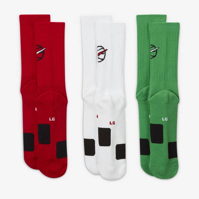 Шкарпетки Nike U NK CREW EVERYDAY BBALL 3PR білий, зелений, червоний Уні 38-42 DT-DA2123-909, рис. 1