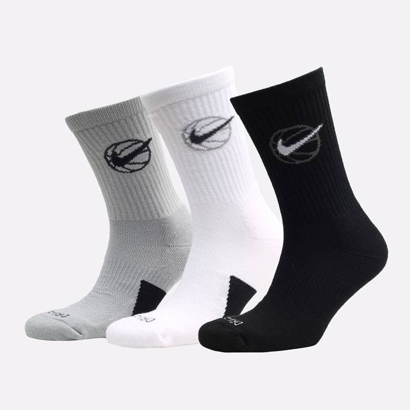 Шкарпетки Nike U NK CREW EVERYDAY BBALL 3PR чорний, білий, сірий Уні 38-42 DT-DA2123-902, рис. 0