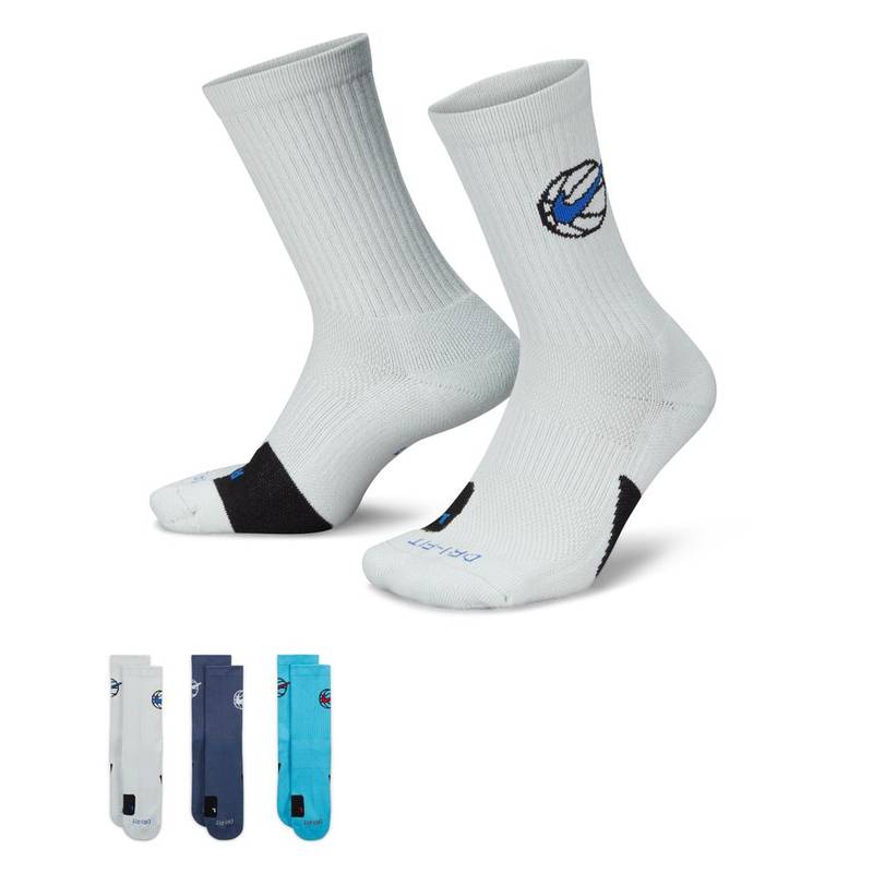 Шкарпетки Nike U NK ED CREW BBALL 3PR 144 світло-блакитний, синій, бірюзовий Уні 42-46 DT-DA2123-900, рис. 0