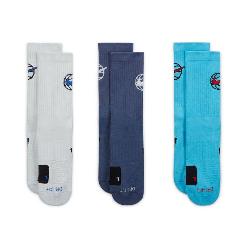 Шкарпетки Nike U NK ED CREW BBALL 3PR 144 світло-блакитний, синій, бірюзовий Уні 42-46 DT-DA2123-900, рис. 1
