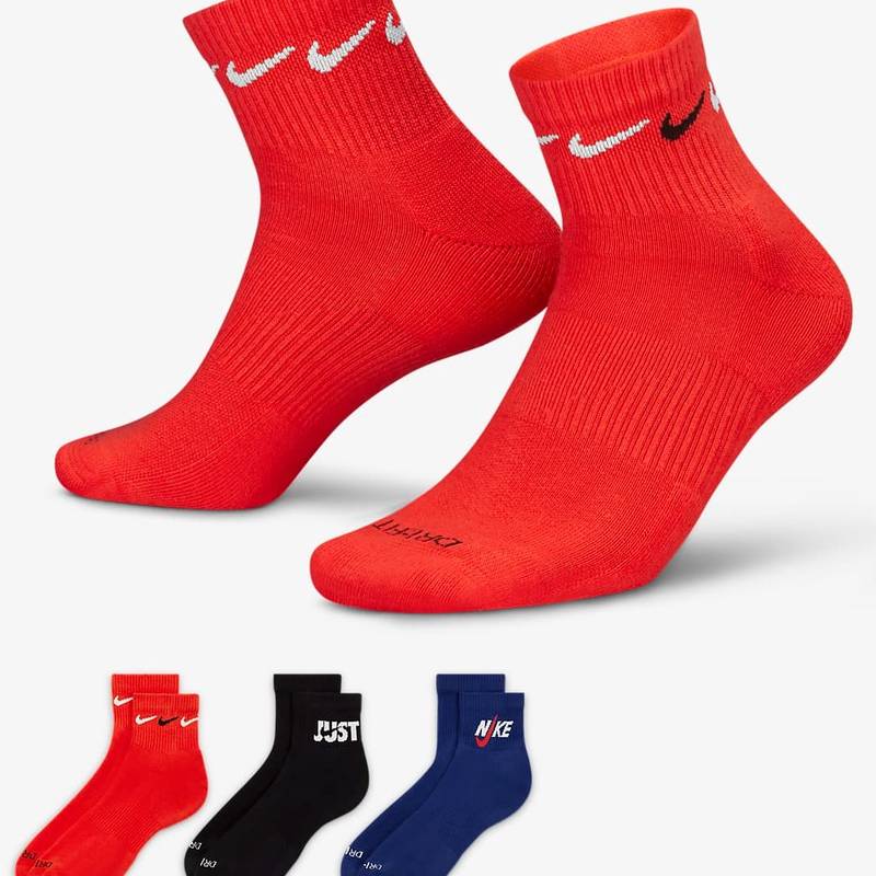 Шкарпетки Nike U NK EVERYDAY PLUS CUSH ANKLE чорний, синій, червоний Чол 34-38 DT-DH3827-905, рис. 0
