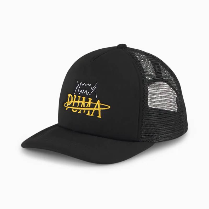 Кепка Puma Basketball Trucker Cap чорний, жовтий Уні OSFA DT-024489-01, рис. 0