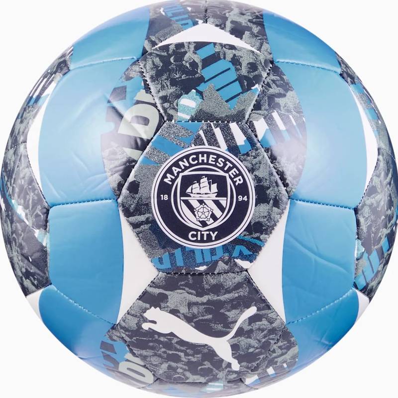 М'яч футбольний Puma MCFC Prematch Ball сірий, блакитний Уні 5 DT-084548-74, рис. 0
