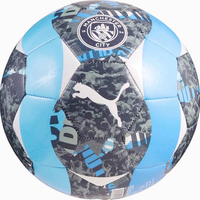 М'яч футбольний Puma MCFC Prematch Ball сірий, блакитний Уні 5 DT-084548-74, рис. 1