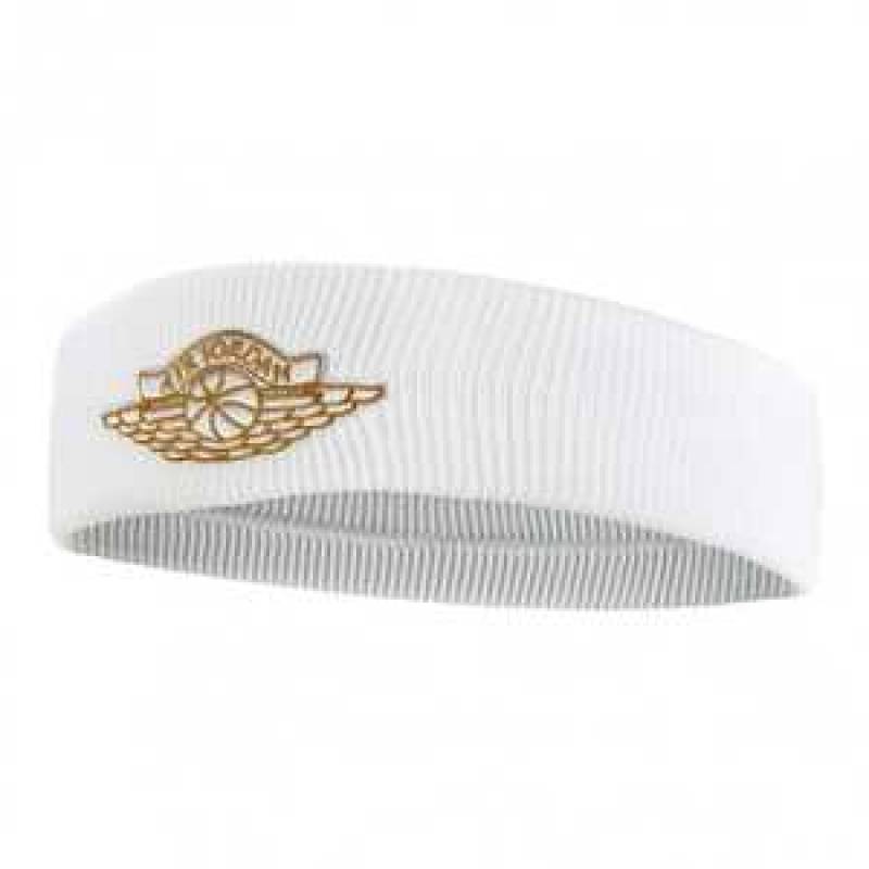 Пов'язка на голову Nike JORDAN WINGS HEADBAND 2.0 WHITE/METALLIC GOLD OSFM білий, золотий Уні OSFM DT-J.000.3604.109.OS, рис. 0