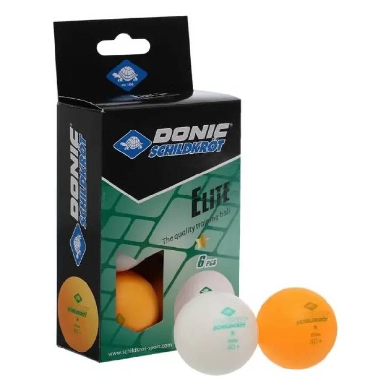 М'ячі Donic Elite 1звезда 40+ plastic white 6 шт white+orange DT1-608511, рис. 0