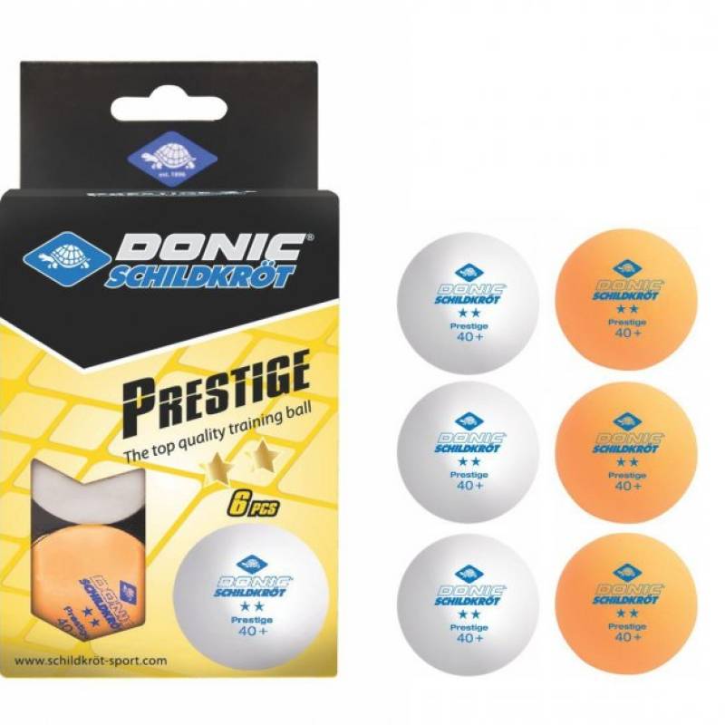 М'ячі Donic Prestige 2* 40+ 6шт white+orange DT1-608523, рис. 0