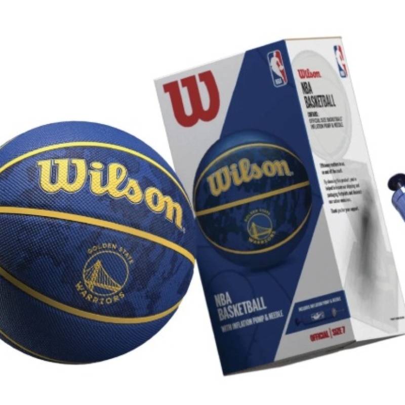М'яч баскетбольний в подарунковій коробці + насос  Wilson NBA TEAM TIEDYE BSKT GS WARRIORS size 7 DT1-WZ4007802XP, рис. 0