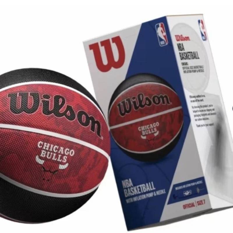 М'яч баскетбольний в подарунковій коробці + насос Wilson NBA TEAM TRIBUTE BSKT CHI BULLS S size 7 DT1-WZ4021501XP, рис. 1