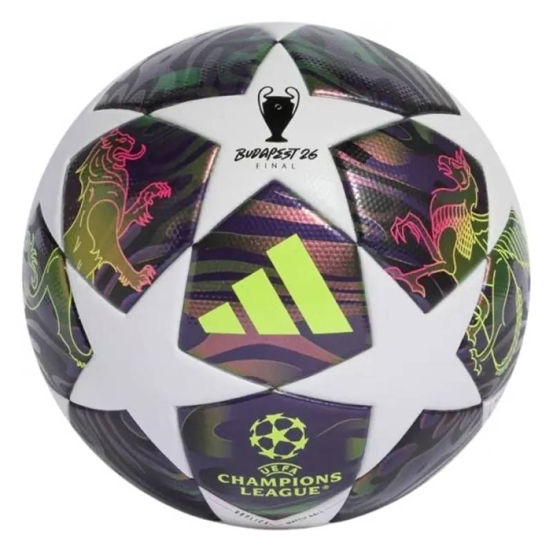 Футбольный мяч Adidas UCL LEAGUE FINAL бело-фиолетово-лаймовый JX9095, рис. 0