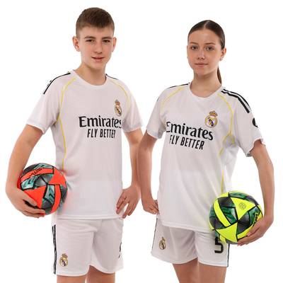 Форма футбольная детская с символикой футбольного клуба REAL MADRID BELLINGHAM 5 домашняя 2026 CO-7341