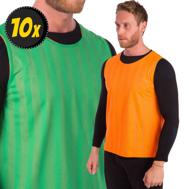 Комплект тренувальних двосторонніх жилетів для футболу Green/Orange FC 0791-G/OR, рис. 0