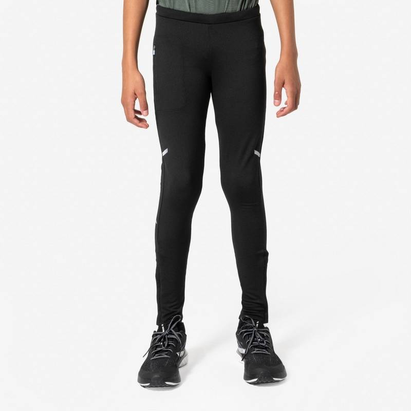 Детские теплые леггинсы для бега KIPRUN WARM+ (черные) 8644284, рис. 0
