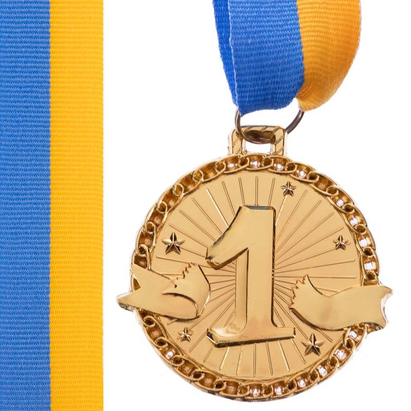 Медаль спортивная с лентой ZIP d-4,5см C-6404-1 (место 1-золото), рис. 0