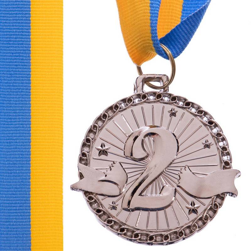 Медаль спортивна зі стрічкою ZIP d-4,5 см C-6404-2 (місце 2-срібло), рис. 0