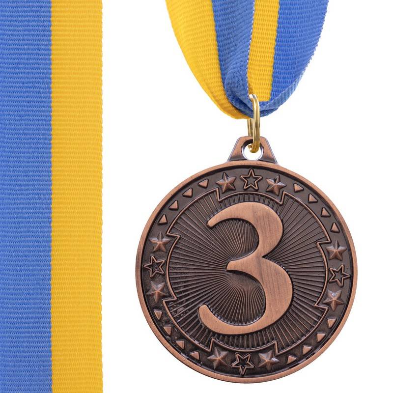 Медаль спортивна зі стрічкою WOULD d-4,5 см C-6403-3 (місце 3-бронза), рис. 0