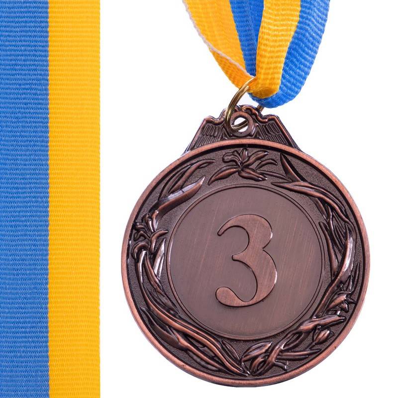 Медаль спортивна футбольна Glory d-5см C-3969-3 місце 3-бронза (метал, d-5см, 23g, на стрічці), рис. 0
