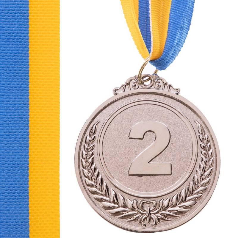 Медаль спортивна футбольна Fame d-6,5 см C-3968-2 місце 2-срібло (метал, d-6,5 см, 35g, на стрічці), рис. 0