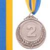 Медаль спортивна футбольна Fame d-6,5 см C-3968-2 місце 2-срібло (метал, d-6,5 см, 35g, на стрічці), прев. 0