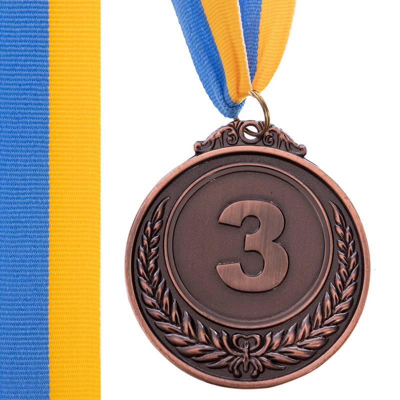 Медаль спортивна футбольна Fame d-6,5 см C-3968-3 місце 3-бронза (метал, d-6,5 см, 35g, на стрічці), рис. 0