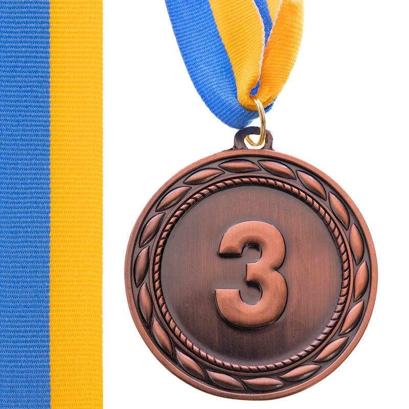 Медаль спортивна футбольна Ability d-6,5 см C-4841-3 місце 3-бронза (метал, d-6,5 см, 38g, на стрічці), рис. 0