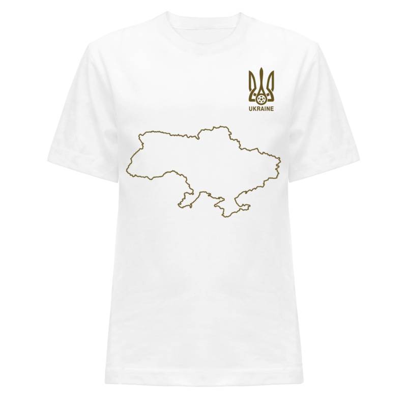 Футболка хлопоковая Ukraine белая с картой 