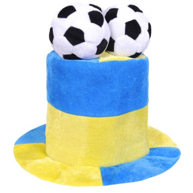 Шапка-циліндр для футбольного фаната Ukraine з м'ячами FAN2021-11 F25-8, рис. 0