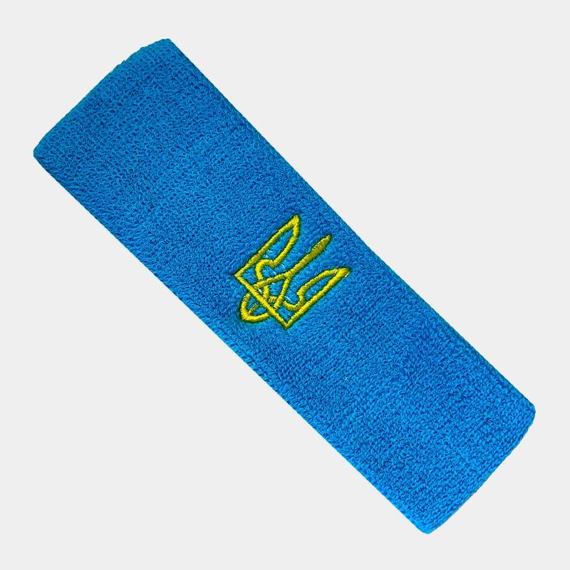 Пов'язка махрова спортивна на голову Тризуб UA-5760-BLU блакитна, рис. 0