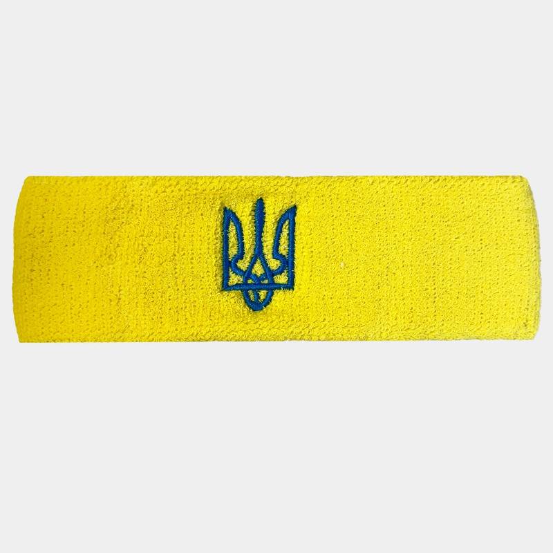 Пов'язка махрова спортивна на голову Тризуб Україна UA-5760-Y жовта, рис. 1