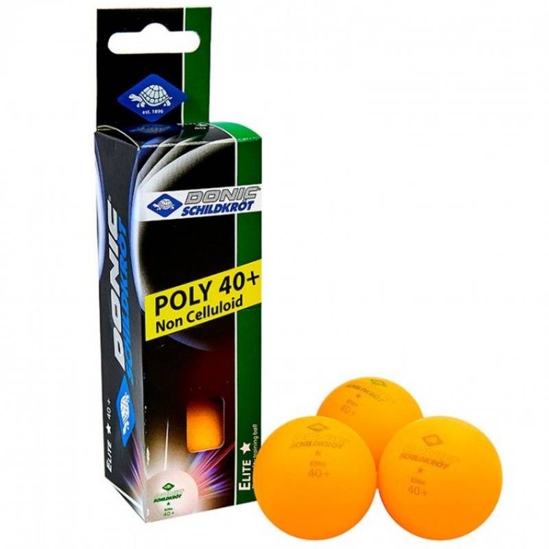 М'ячі для настільного тенісу Donic Elite 1* 40+ 3 шт Оранжеві 608318-40+, рис. 0
