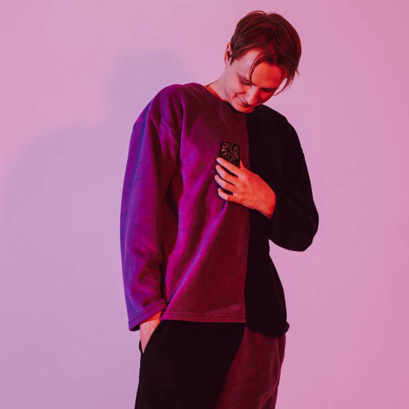 Мужская флисовая теплая пижама фиолетово-чёрная oversize + ПАТЧ на выбор Selerity pn01vb, рис. 1