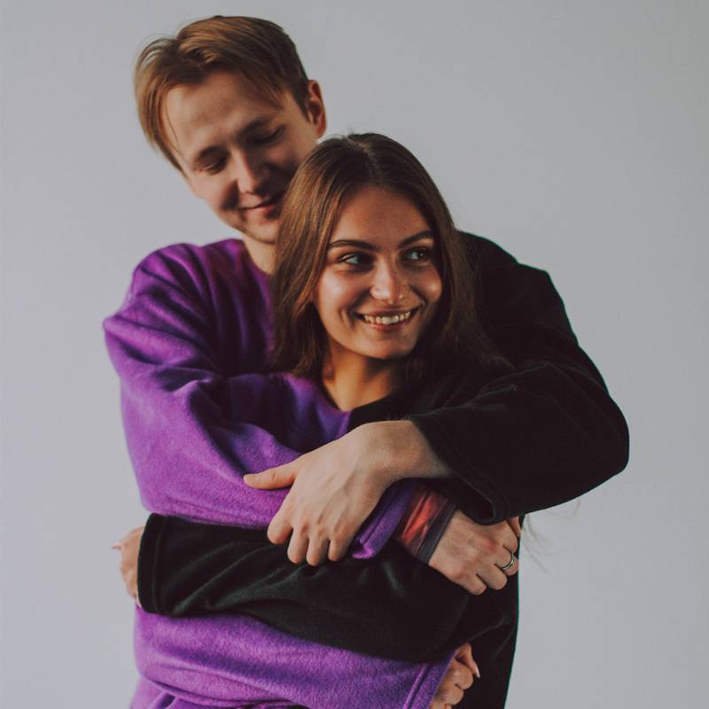 Жіноча флісова тепла піжама фіолетово-чорна oversize + ПАТЧ на вибір Selerity pn01vb, рис. 3