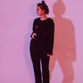 Женская флисовая теплая пижама чёрная oversize + ПАТЧ на выбор Selerity pn01bb, прев. 0