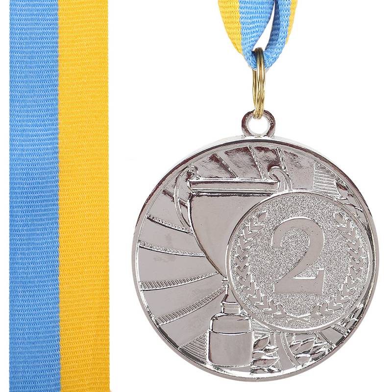 Медаль спортивная с лентой CUP C-6208-2 серебро, рис. 0
